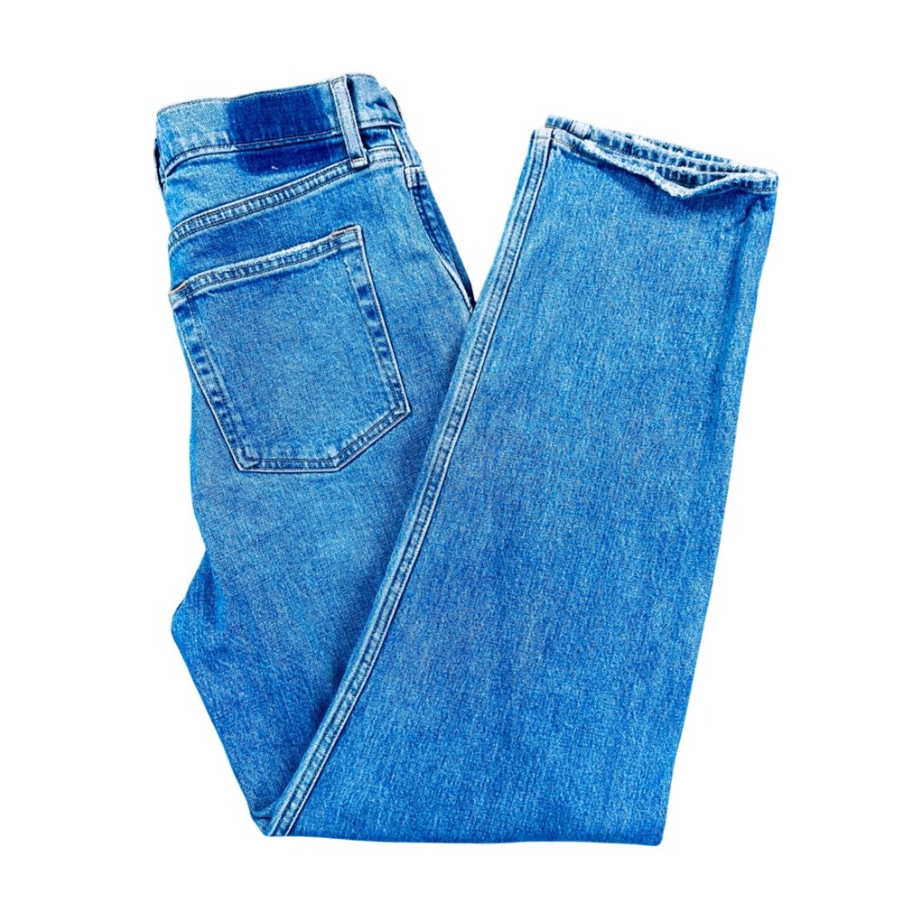 Abercrombie & Fitch The Dad High Rise Double Knee Carpenter Jeans Womens 31 Blue